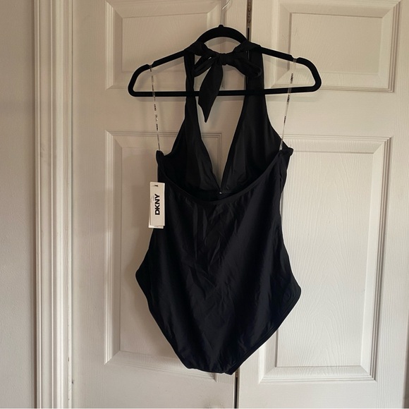 DKNY halter top black one-piece swimsuit‎ black XL - Picture 3 of 3
